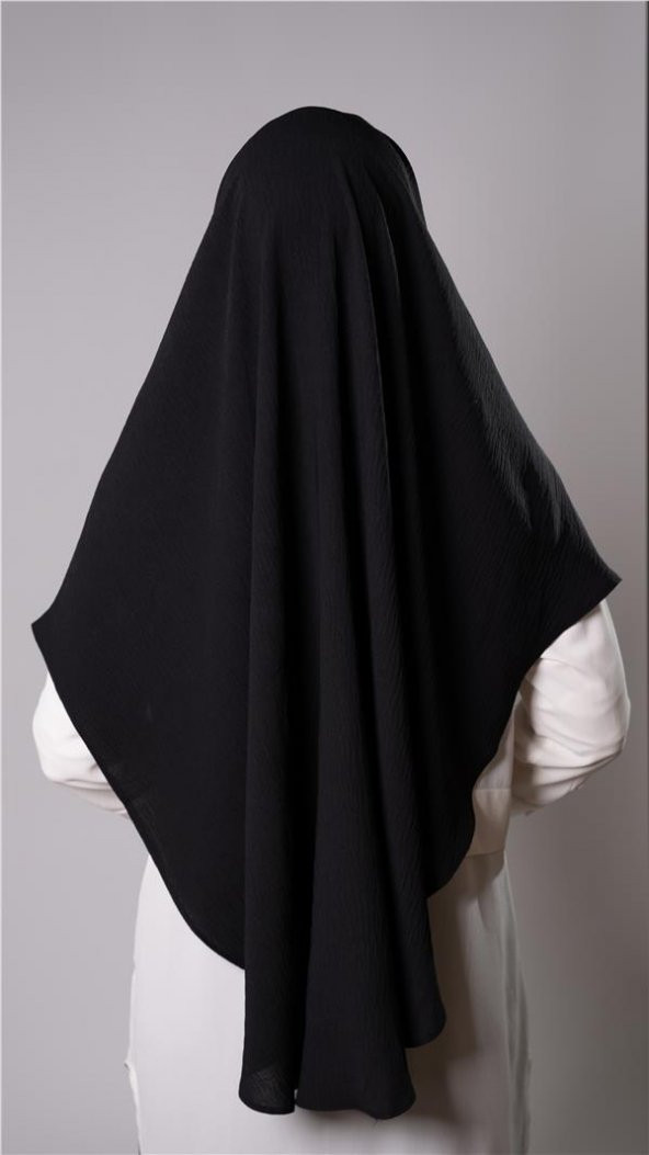 Siyah Pratik Hazır Geçmeli Tesettür Eşarp Aerobin Kumaş Düz Hijab 2309_01 - 4