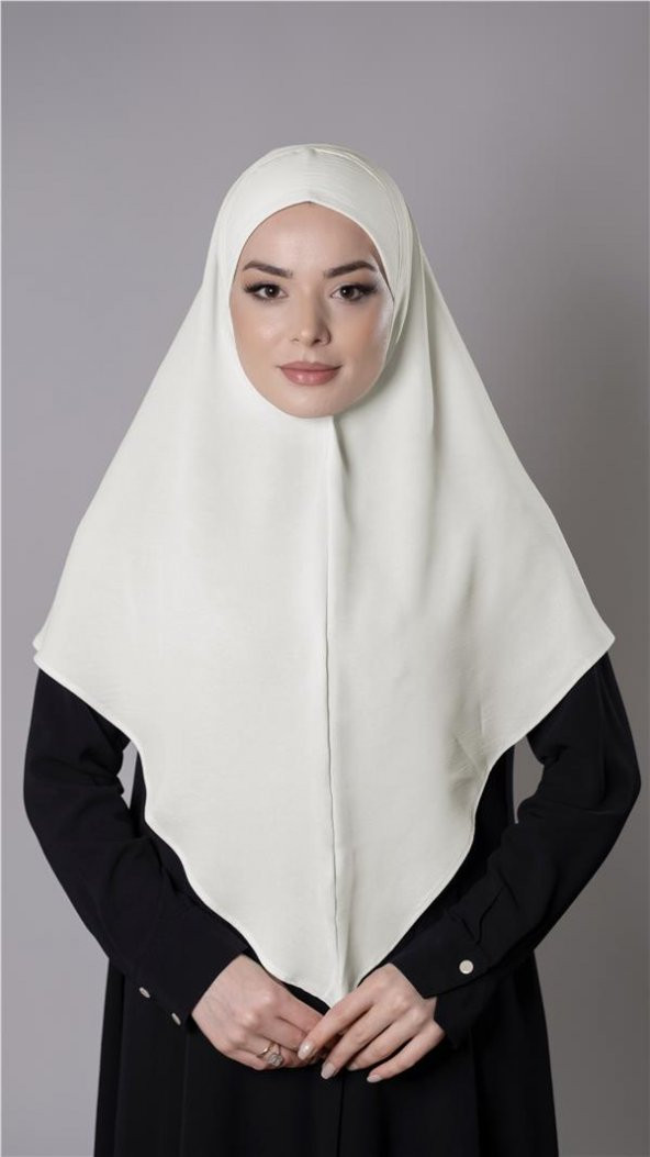 Ekru Pratik Hazır Geçmeli Tesettür Eşarp Aerobin Kumaş Düz Hijab 2309_27