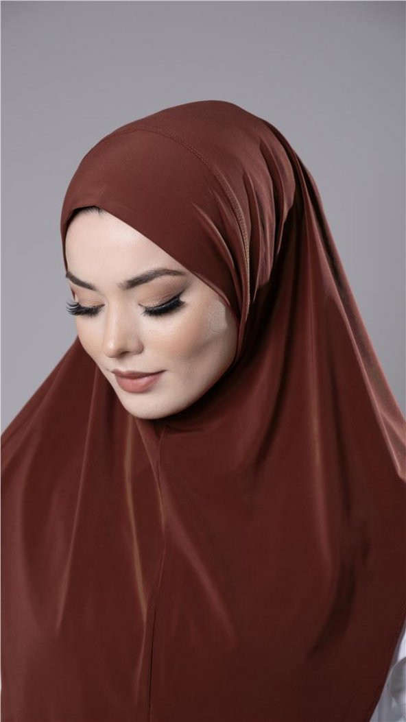 Kiremit Pratik Hazır Geçmeli Tesettür Eşarp Sandy Kumaş Düz Hijab 2308_05 - 3