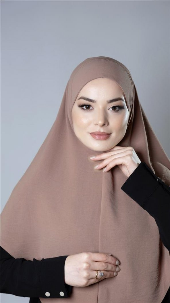 Taba Pratik Hazır Geçmeli Tesettür Eşarp Aerobin Kumaş Düz Hijab 2309_33 - 2