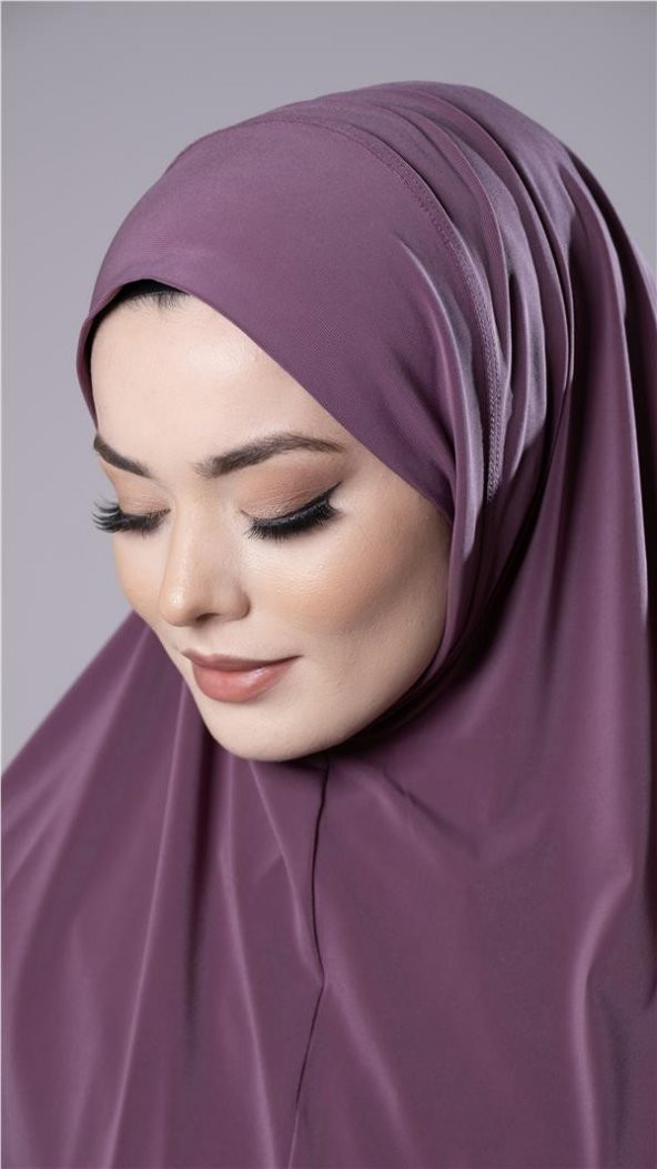 Violet Pratik Hazır Geçmeli Tesettür Eşarp Sandy Kumaş Düz Hijab 2308_21 - 3