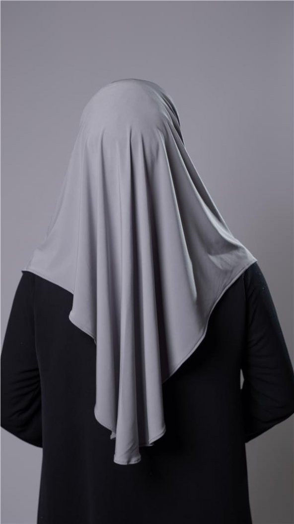 Gri Pratik Hazır Geçmeli Tesettür Eşarp Sandy Kumaş Yırtmaçlı Düz Hijab 2310_15 - 4