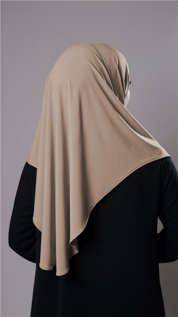 Sütlü Kahve Pratik Hazır Geçmeli Tesettür Eşarp Sandy Kumaş Yırtmaçlı Düz Hijab 2310_26 - 4