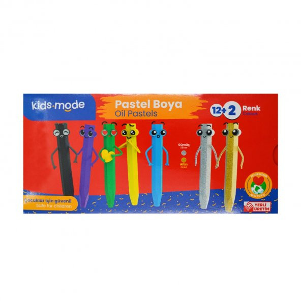 Kids Mode Yağlı Pastel Boya Altıgen 12+2 Renk DKPB100