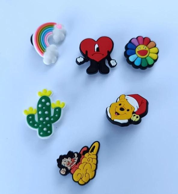 Terlik Süsü Ayakkabı Sandalet 6 Adet Karışık İthal Silikon Aksesuar - 2