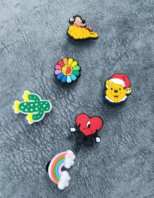 Terlik Süsü Ayakkabı Sandalet 6 Adet Karışık İthal Silikon Aksesuar - 4