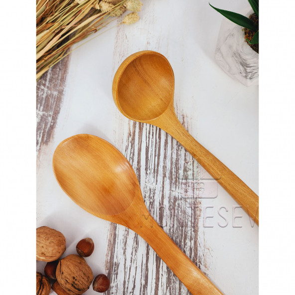 Ahşap Tahta Mutfak Kaşık Seti 2 Parça Kayın , Şimşir ve Bambu Ağacı - 2