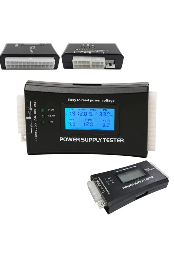 Power Suply Test Cihazı Dijital Lcd Ekran Pc 20/24 Pin Güç Kaynağı Test Ölçüm Cihazı Arıza