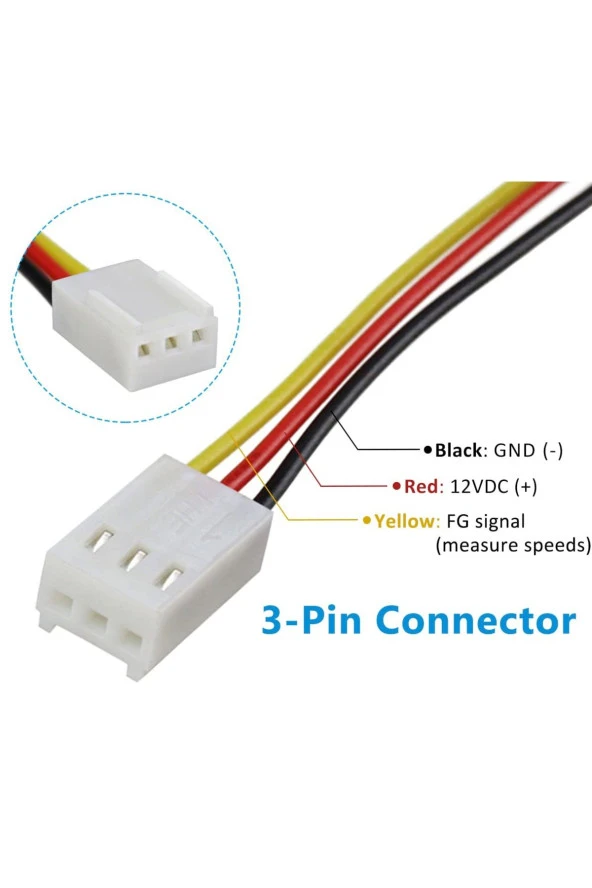 9cm 3pin Kasa Fanı 9cm 12 Volt 3 Pinli Fan 9 Cm Fan 90x90x25mm - 5