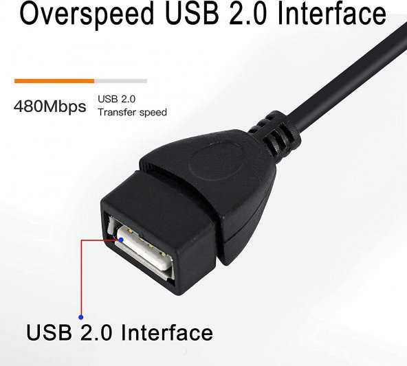 Mini Usb Otg Kablosu - Usb A Dişi - Mini Usb B 5 Pin Erkek Adaptör Kablosu - 3