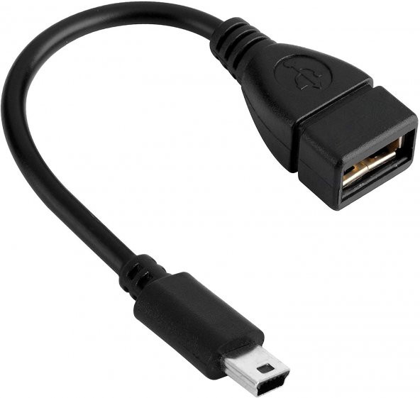 Mini Usb Otg Kablosu - Usb A Dişi - Mini Usb B 5 Pin Erkek Adaptör Kablosu