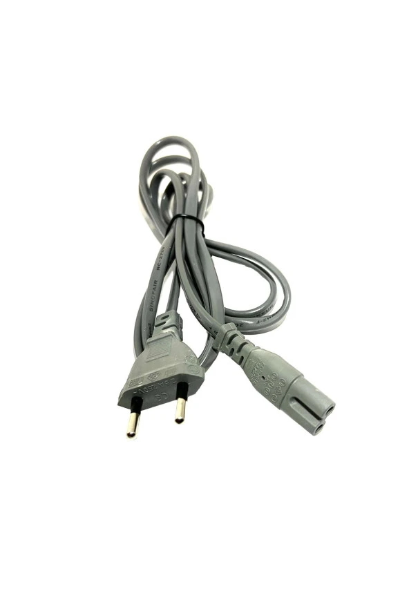 1.5m Gri Renk Teyp Işıldak Fişi C7 Power Güç Kablosu 1.5 Metre 2x0.75 Enerji Kablosu 2 Pinli ürün görseli 1
