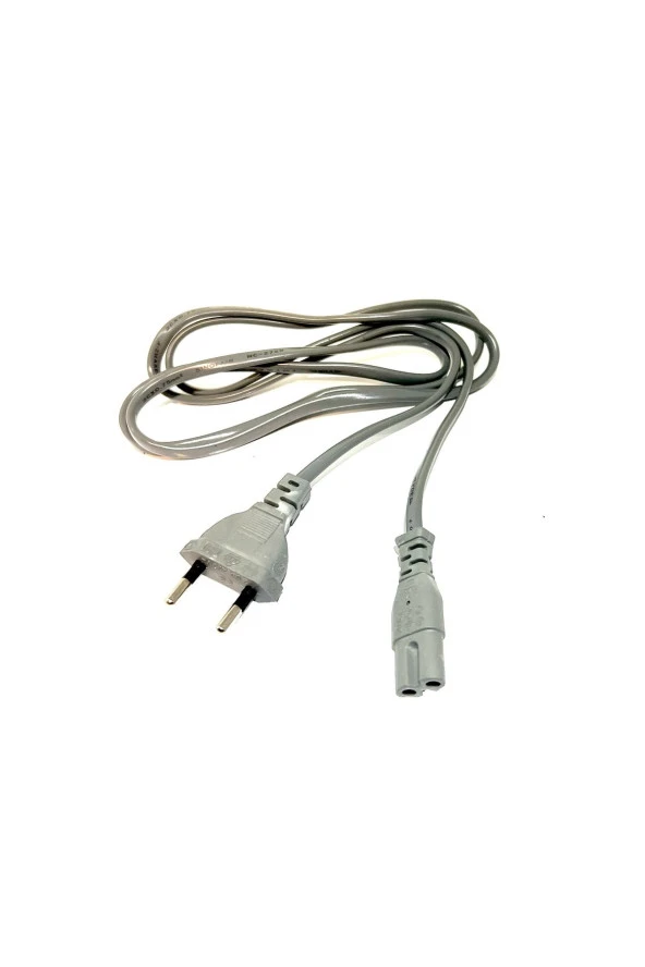 1.5m Gri Renk Teyp Işıldak Fişi C7 Power Güç Kablosu 1.5 Metre 2x0.75 Enerji Kablosu 2 Pinli - Resim 2