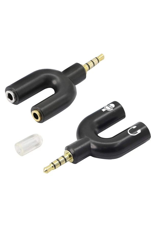 Kulaklık Mikrofon Birleştirici Aparat 3.5mm Erkek 2x3.5mm Dişi Kulaklık Mic Audio Y Splitter Headpho ürün görseli 1