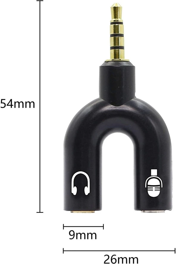 Kulaklık Mikrofon Birleştirici Aparat 3.5mm Erkek 2x3.5mm Dişi Kulaklık Mic Audio Y Splitter Headpho - Resim 3