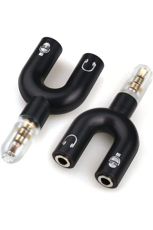 Kulaklık Mikrofon Birleştirici Aparat 3.5mm Erkek 2x3.5mm Dişi Kulaklık Mic Audio Y Splitter Headpho - Resim 4