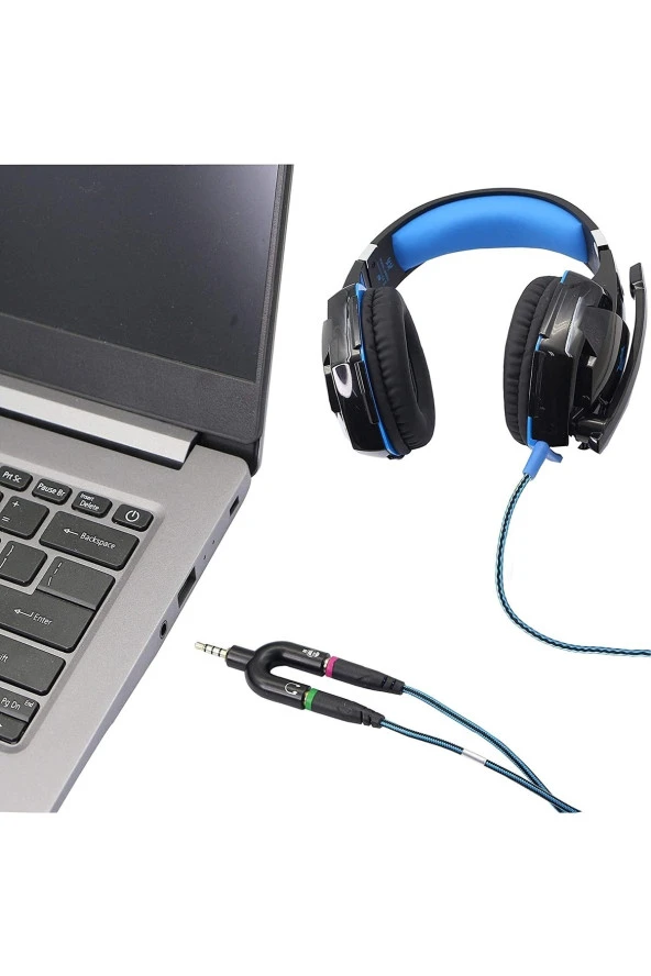 Kulaklık Mikrofon Birleştirici Aparat 3.5mm Erkek 2x3.5mm Dişi Kulaklık Mic Audio Y Splitter Headpho - Resim 5