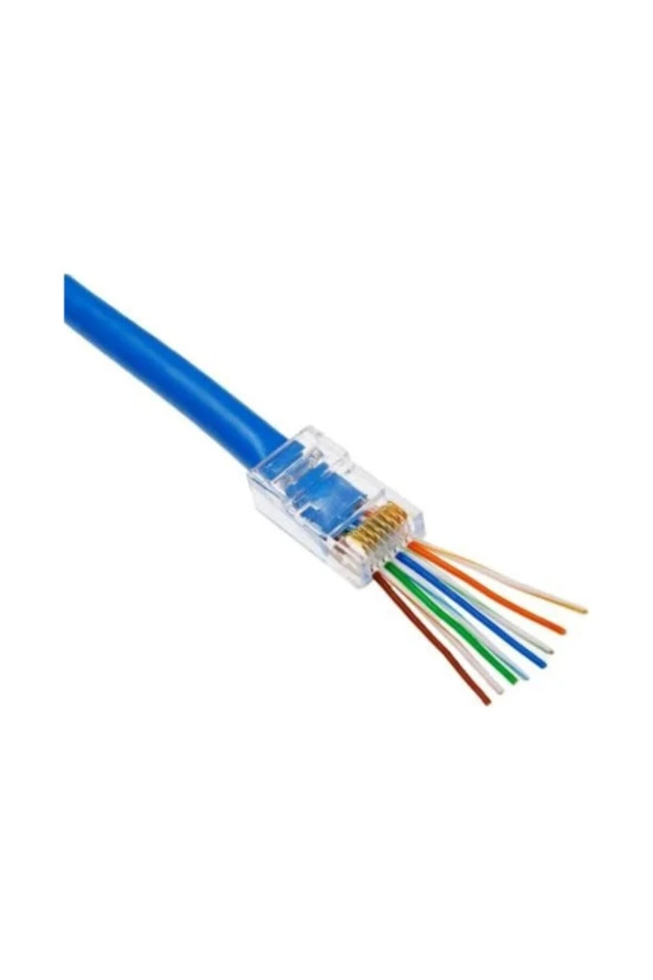 Yeni Nesil Jak Cat5/cat6 Rj45 Konnektör 100 Lü Paket Cat6 Ez Plug ürün görseli 1