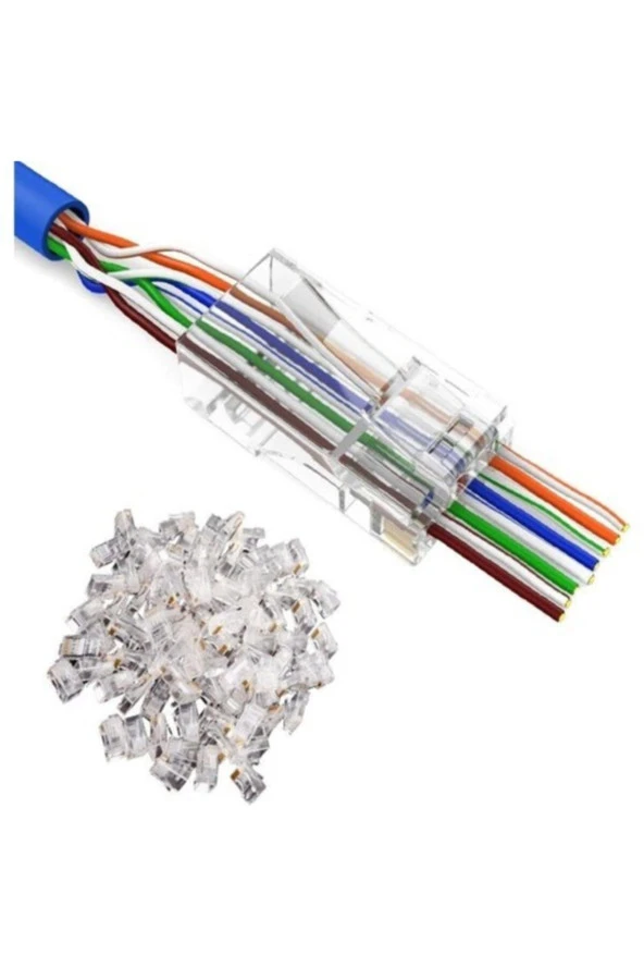 Yeni Nesil Jak Cat5/cat6 Rj45 Konnektör 100 Lü Paket Cat6 Ez Plug - Resim 4