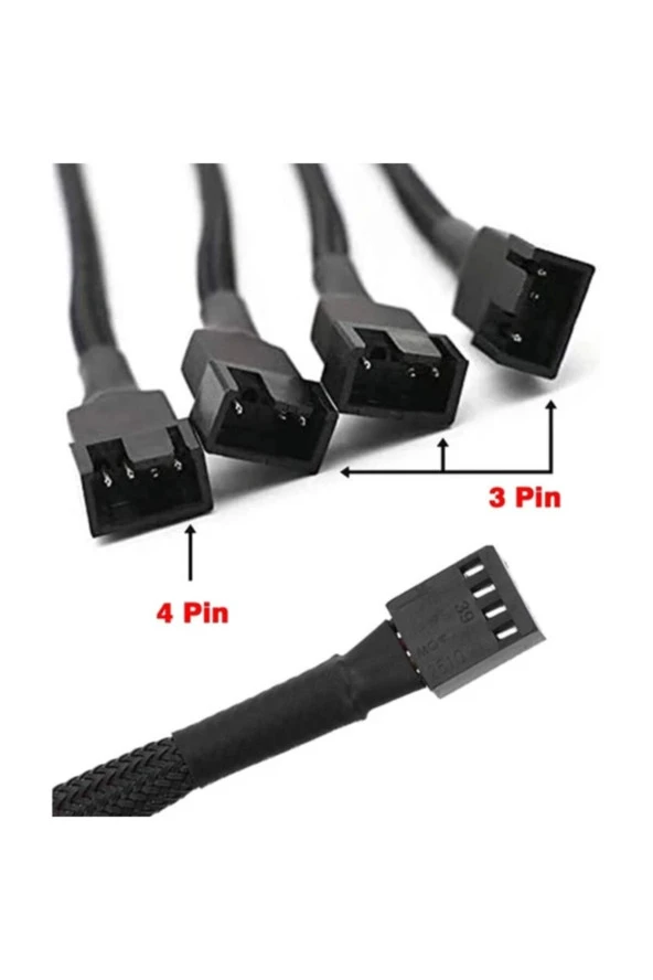 4 Pin Fan Kontrol Kablosu 4p Dişi 3+3+3+4p Erkek Kablo 4pinli Fan Uzatma Fan Çoklayıcı - 2