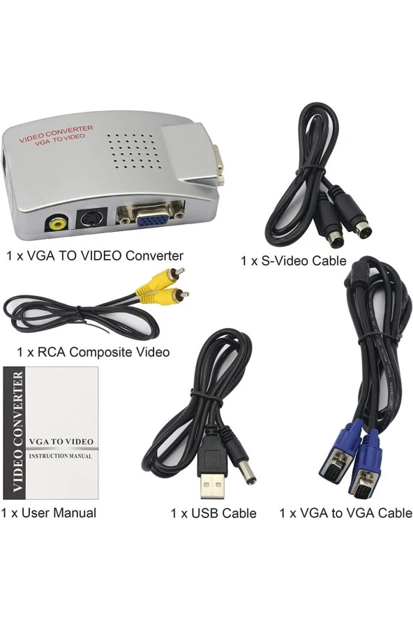 Vga To Video Converter Vga Rca Adaptörü Kompozit Vga Video S-video Dönüştürücü Vga Dan Rca - 2