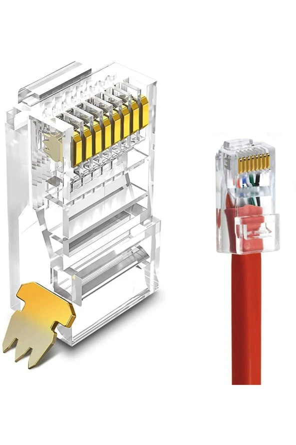 Rj45 Cat6 Konnektör 100 Adet 8p8c Ethernet Jakı Rj45 Cat6 Konnektör Ethernet Kablo Sıkma Uç Rj45 Fiş - 2
