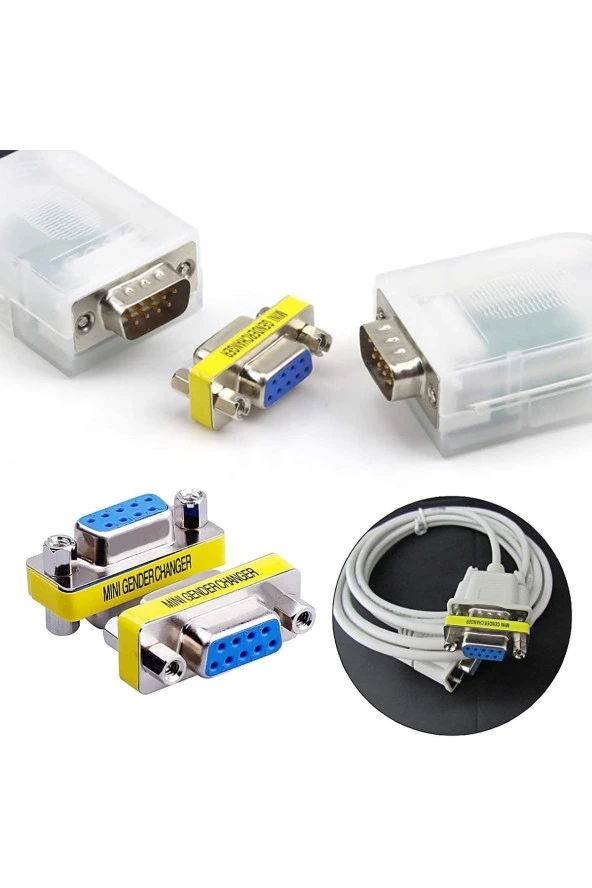 DB9 Dişi Dişi Rs232 Dönüştürücü Seri Kablo Ara Uzatma RS 232 Dişi 9 Pin - 2