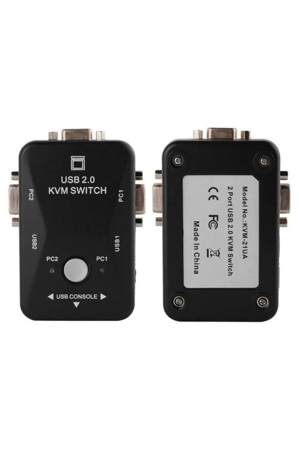 2 Port Usb Kvm Switch 2 In 1 Out Usb 2.0 Kvm Fare Klavye Switcher Kablolar Dahil - Resim 2