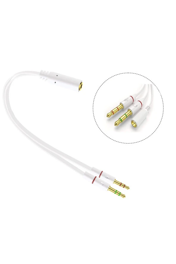 3.5mm Kulaklık Mikrofon Ayırıcı Kablo Aparat 3.5mm Dişi 2x3.5mm Erkek Kulaklık Mic Audio Y Splitter ürün görseli 1