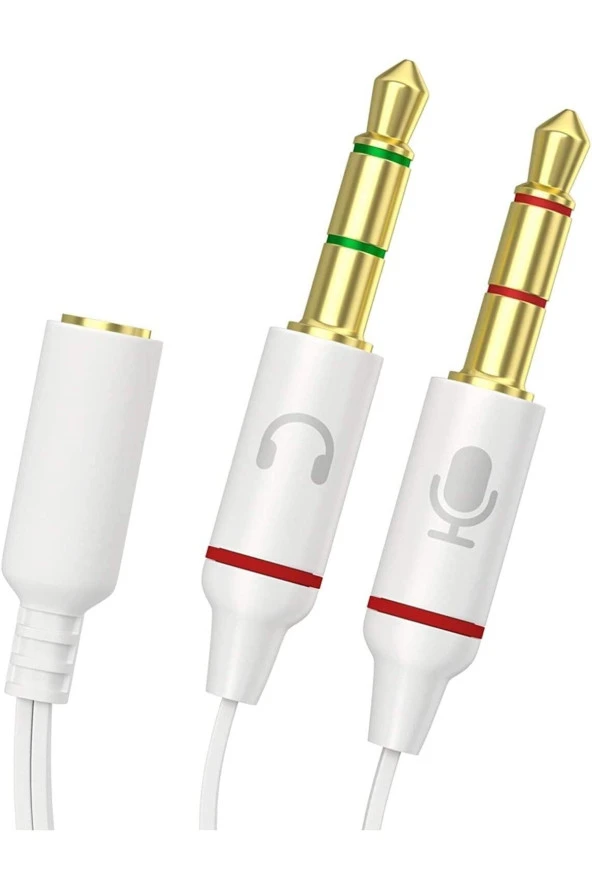 3.5mm Kulaklık Mikrofon Ayırıcı Kablo Aparat 3.5mm Dişi 2x3.5mm Erkek Kulaklık Mic Audio Y Splitter - Resim 3