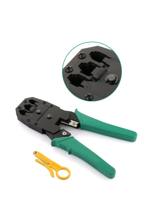Rj 45 Pensesi Rj45 Rj11 Rj12 Universal Sıkma Pensesi 3lü Konnektör Pense Internet Kablo Soyucu Crimp - 1