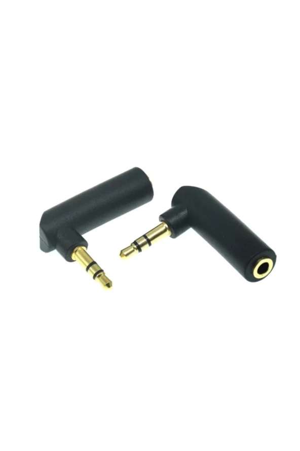 3.5mm Stereo L Aparat 3.5 Mm Stereo 90 Derece Sağ Açılı Çevirici Jak Dişi Erkek L 3 Boğumlu - 4