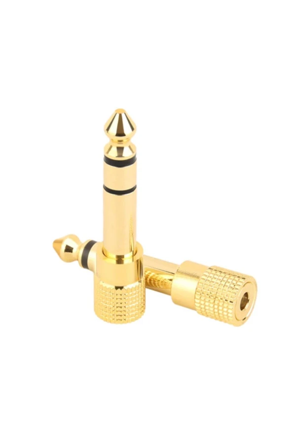 Gold 3.5mm To 6.3mm Çevirici 6.3 Mm Erkek 3.5 Mm Dişi Adaptör Stereo Kulaklık Mikrofon Dönüştürücü - Resim 3