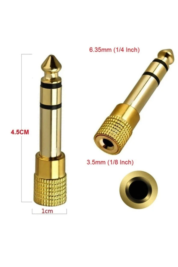 Gold 3.5mm To 6.3mm Çevirici 6.3 Mm Erkek 3.5 Mm Dişi Adaptör Stereo Kulaklık Mikrofon Dönüştürücü - Resim 5