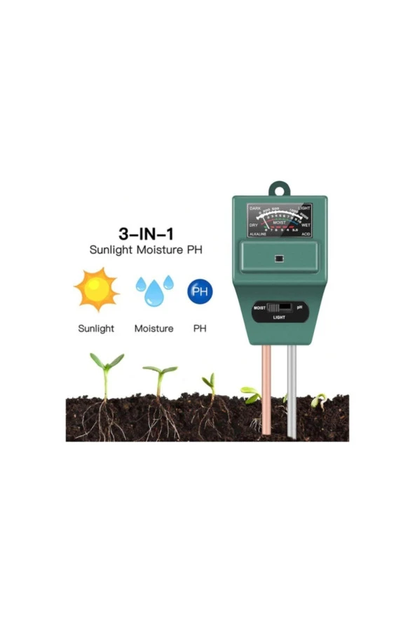 Toprak Nem Ph Metre Ölçer Işık Ölçer Hidroponik Analizörü Bahçe Dedektör Higrometre - 4