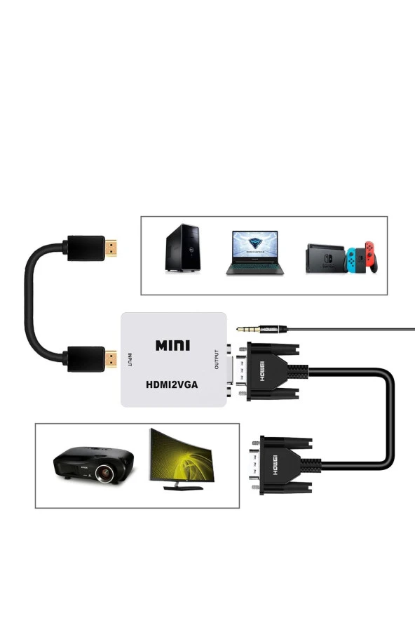 Hdmi To Vga Full Hd 1080p Görüntü Ve Ses Dönüştürücü Çevirici Hdmi In Vga Out Converter Hdmi Vga - 5