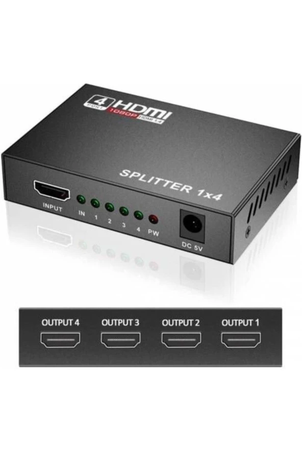 Adaptörlü 4 Port Hdmı Splitter Hdmı Çoklayıcı 1 Girişi 4 Çıkış Hdmı Splitter 1.4v ürün görseli 1