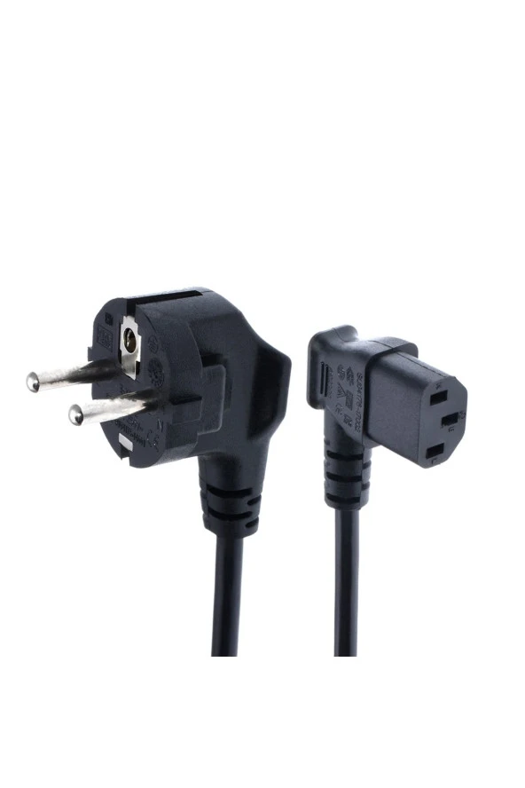 1.8 Metre L Uçlu Power Güç Kablosu C13 Iec Enerji Kablosu 1.8m 90 Derece Sol Açılı Elektrik Kablosu