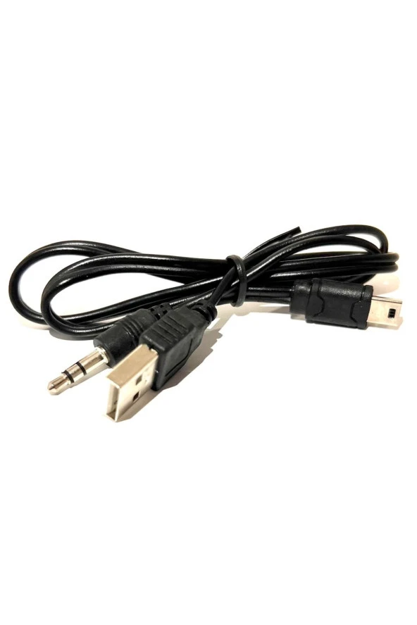 Mini Usb 5 Pin + 3.5mm Aux Kablosu, Aux Ve Şarj 2 In 1 Kablo Taşınabilir Bluetooth Hoparlör Kablosu - Resim 3