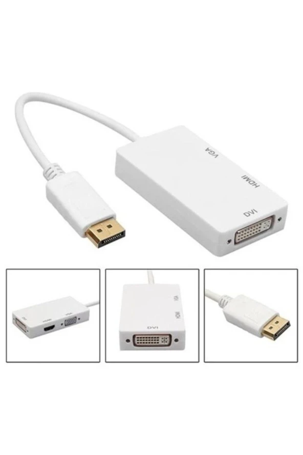 Display Port To Dvı/vga/hdmı 3in1 Çevirici Adaptör Kablo Display Dvı Vga Hdmı Combo - 4