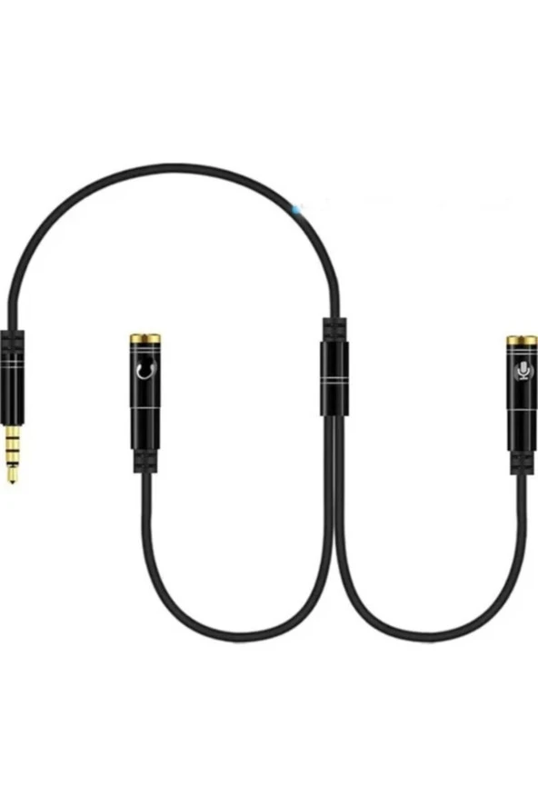 Kulaklık Mikrofon Birleştirici Kablo 3.5 Mm Erkek To 2 X 3.5 Mm Stereo