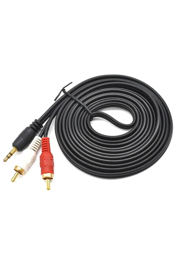 3 mt Stereo Lale Kablo Ses Sistemi Kablosu Aux Rca 3m Stereo 2 Rca Erkek Kablo 3.5 mm - 2