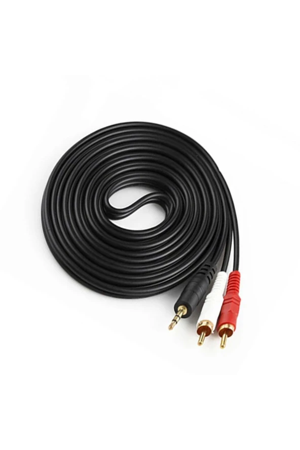 3 mt Stereo Lale Kablo Ses Sistemi Kablosu Aux Rca 3m Stereo 2 Rca Erkek Kablo 3.5 mm - 3