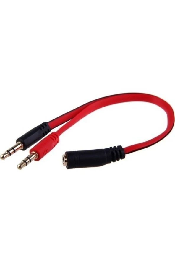 Kulaklık Mikrofon Ayırıcı Y Kablo 3.5 Mm Dişi To 2 X 3.5 Mm Erkek Aparat Headphone - 3