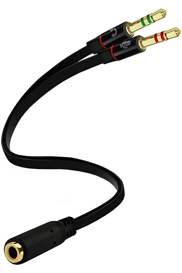 3.5mm Kulaklık Mikrofon Ayırıcı Kablo Aparat 3.5mm Dişi 2x3.5mm Erkek Kulaklık Mic Audio Y Splitter - 1