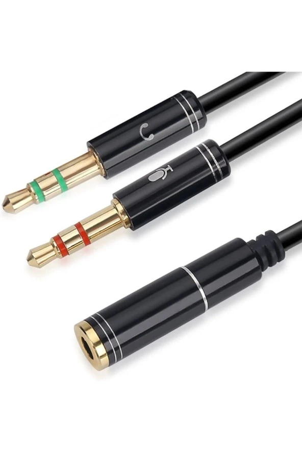 Kulaklık Mikrofon Ayırıcı Kablo Aparat 3.5mm Dişi 2x3.5mm Erkek Kulaklık Mic Audio Y Splitter Headph - Resim 4