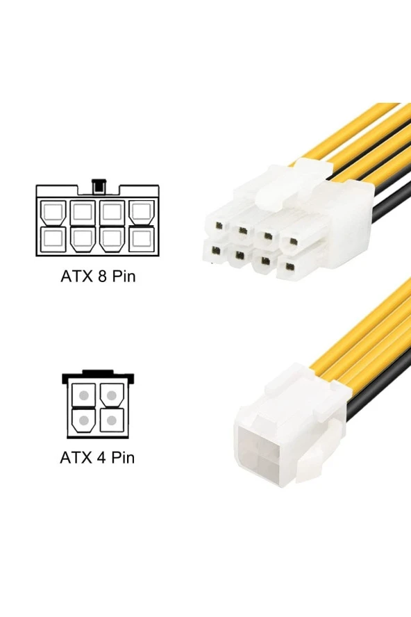 Atx 4 Pin 8 Pin Güç Kablosu 4 Pin Dişi 8 Pin Erkek Anakart Cpu Atx Esp Dönüştürücü Adaptör Kablo - Resim 3
