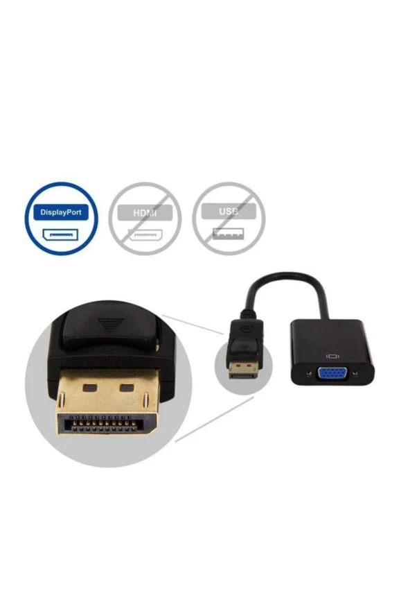 Display Vga Çevirici Displayport To Vga 15 Pin Adaptör Display In Vga Out Dp Vga Converter - Resim 3