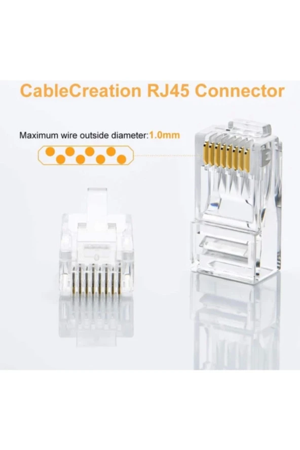 Rj45 Cat6 Konnektör 100 Adet 8p8c Ethernet Jakı Rj45 Cat6 Konnektör Ethernet Kablo Sıkma Uç Rj45 Fiş - 2