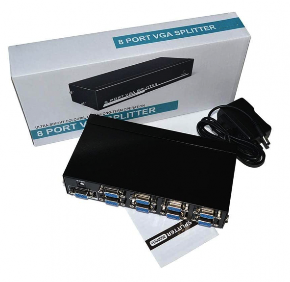 8 Port Vga Splitter Adaptör Destekli Vga Görüntü Çoklayıcı 15 Pin 8li Vga Çoğaltıcı 1 In 8 Out - 2